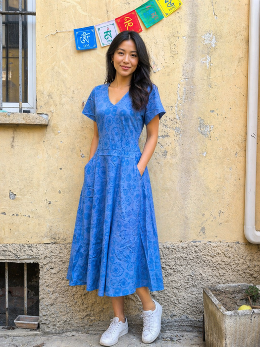 Vestito in cotone fresco Azzuro