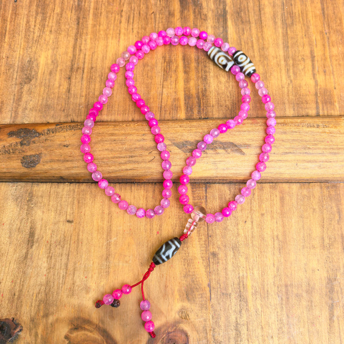 Mala in Agata con Dzi Tibetana