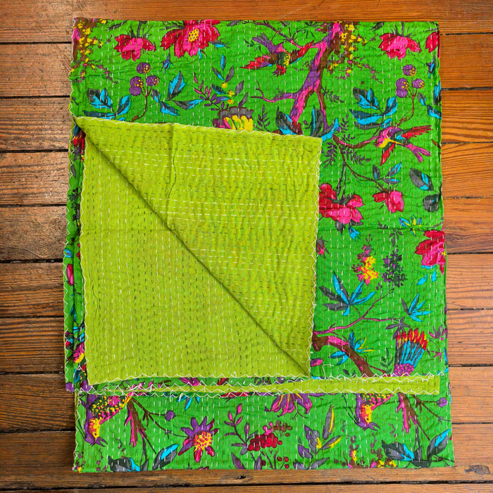 Hand-Embroidered Cotton Bedspread – Double Bed