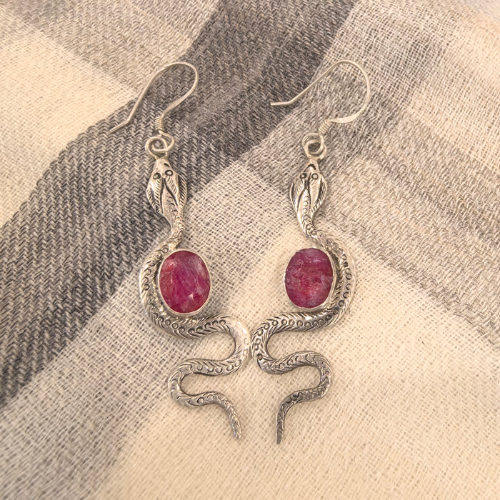 Ruby naga earrings