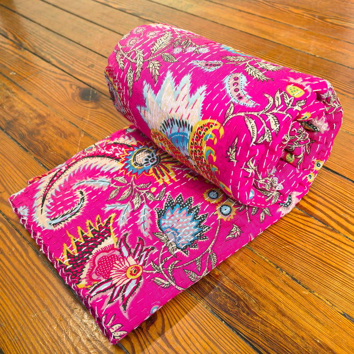 Hand-Embroidered Cotton Bedspread – Double Bed
