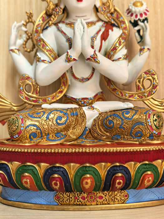 Avalokiteshvara in Bronzo dipinto a mano