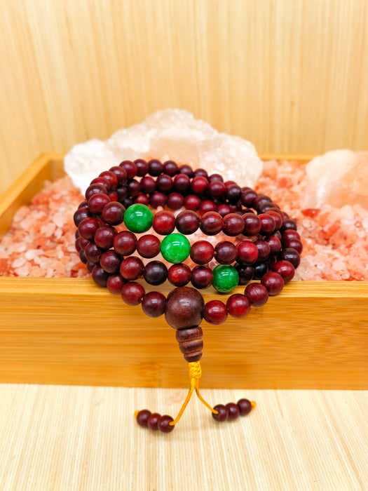Mala in Sandalo Rosso con Giada