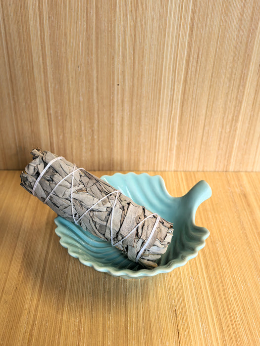 Portaincenso in ceramica per palo santo, salvia bianca e coni