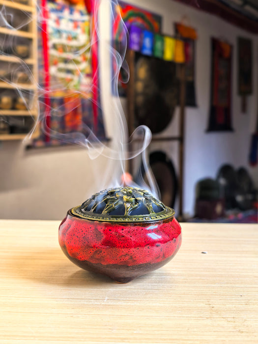 Bruciatore in ceramica per incenso, salvia bianca e palo santo