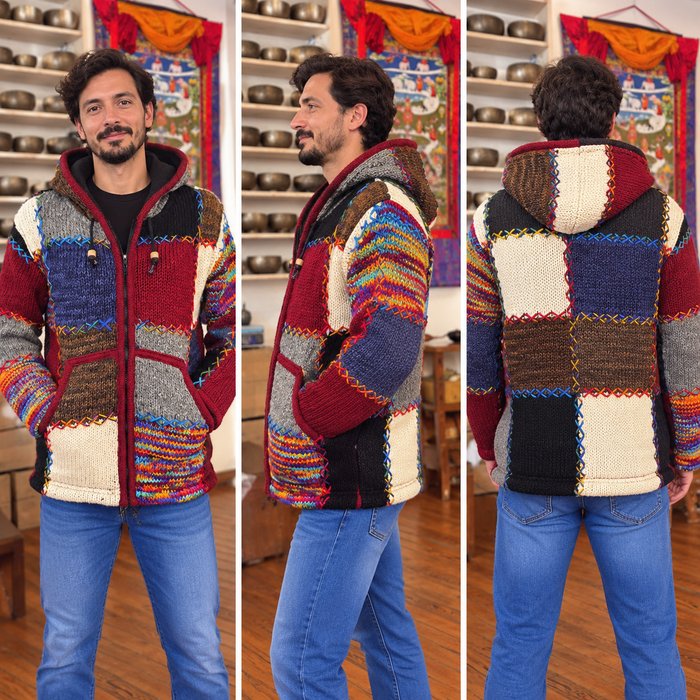 Giubbotto Uomo multi-colori in Lana con Interno in Pile