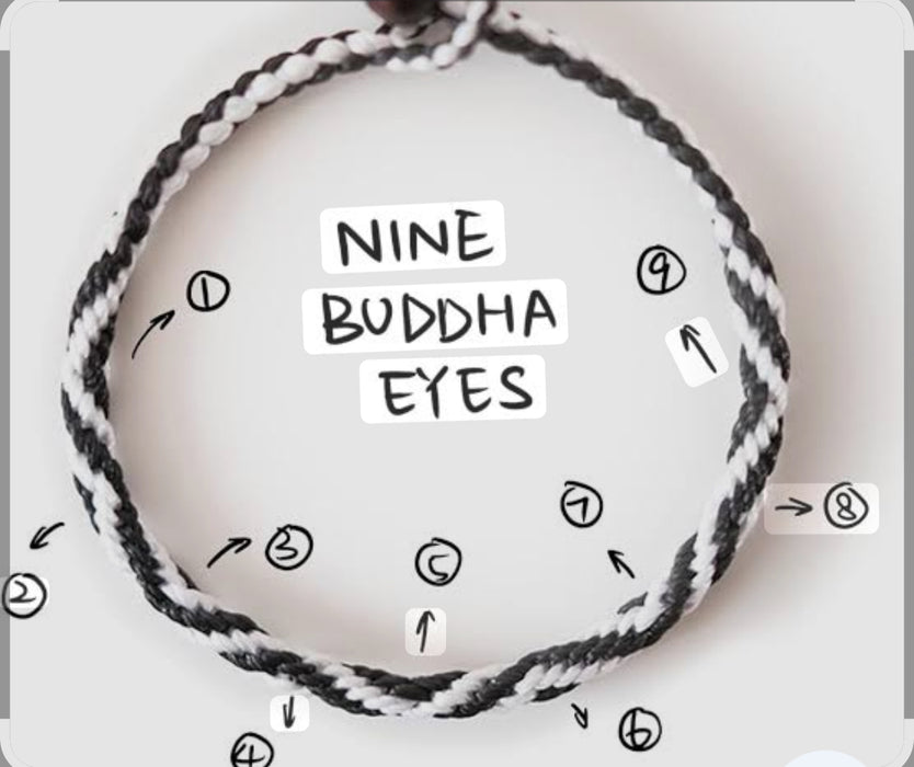 Bracciale Tibetano 9 Occhi di Buddha Nero e Bianco