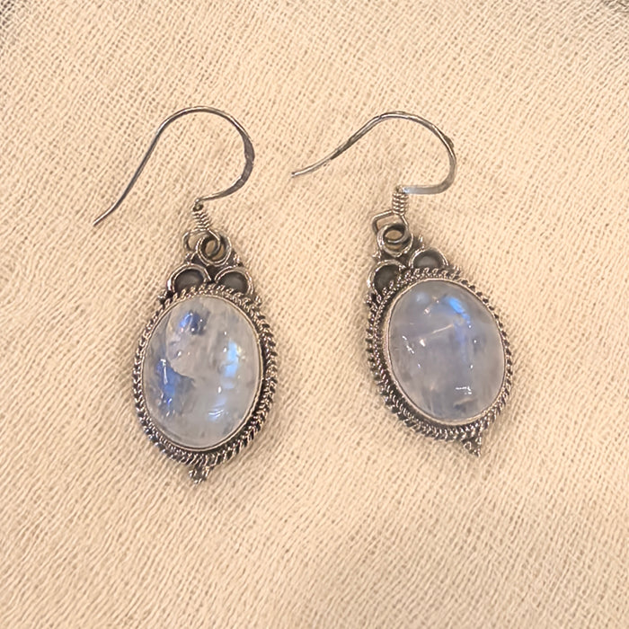 Handmade Iridescent Moonstone Earrings -