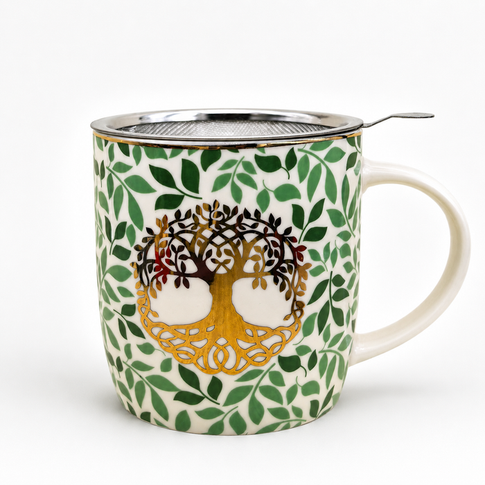 Tazza da Tisana Albero della Vita con Infusore in Acciaio Inox 400 ml