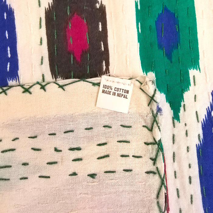 Hand-Embroidered Cotton Bedspread – Double Bed