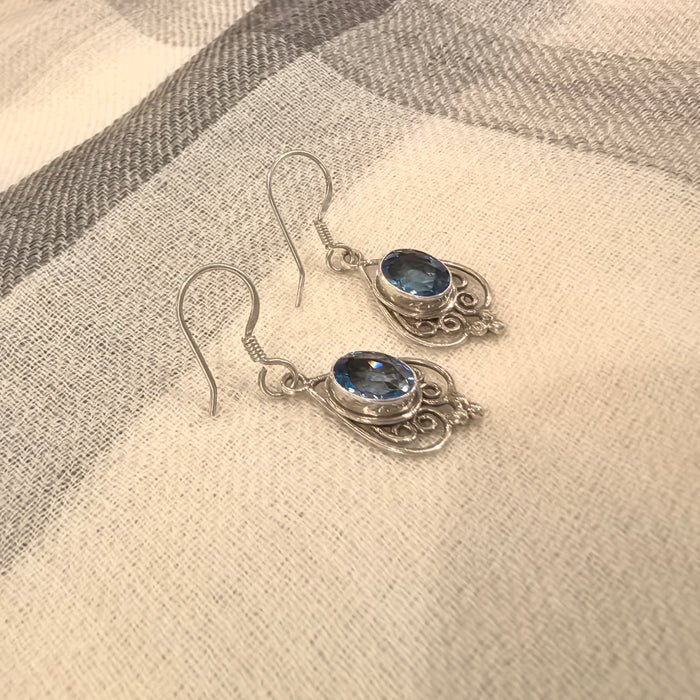 Blue topaz stone earrings