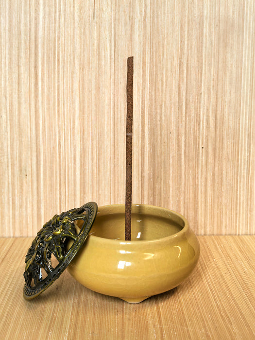 Bruciatore in ceramica per incenso, Salvia bianca e palo Santo