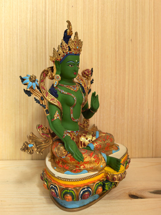 Tara Verde in Bronzo dipinto a mano