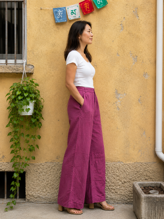 Pantalone chiusura bottone e cerniera frontale, elastico vita