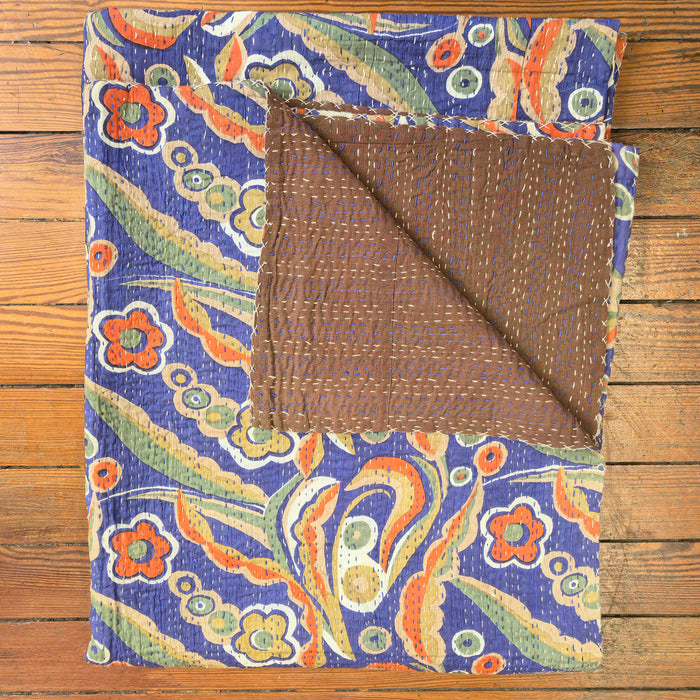 Hand-Embroidered Cotton Bedspread – Double Bed