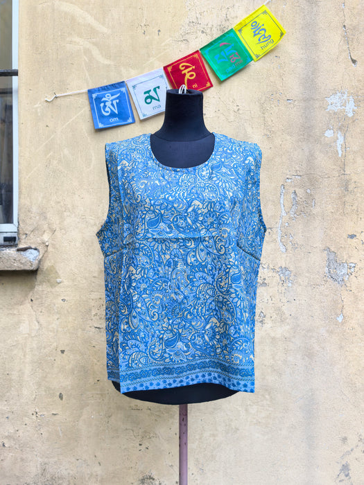 Camicia senza maniche a fantasia floreale da donna viscosa fresco