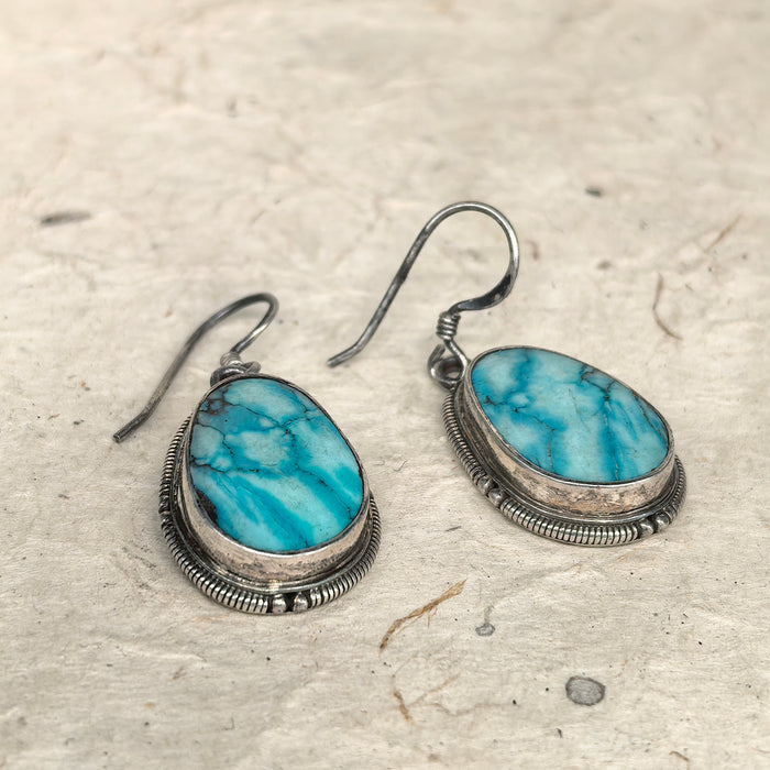 Orecchini Tibetani in argento 925 con turchese