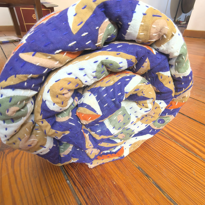 Hand-Embroidered Cotton Bedspread – Double Bed