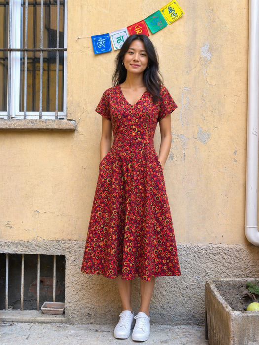 Vestito in cotone fresco Rosso