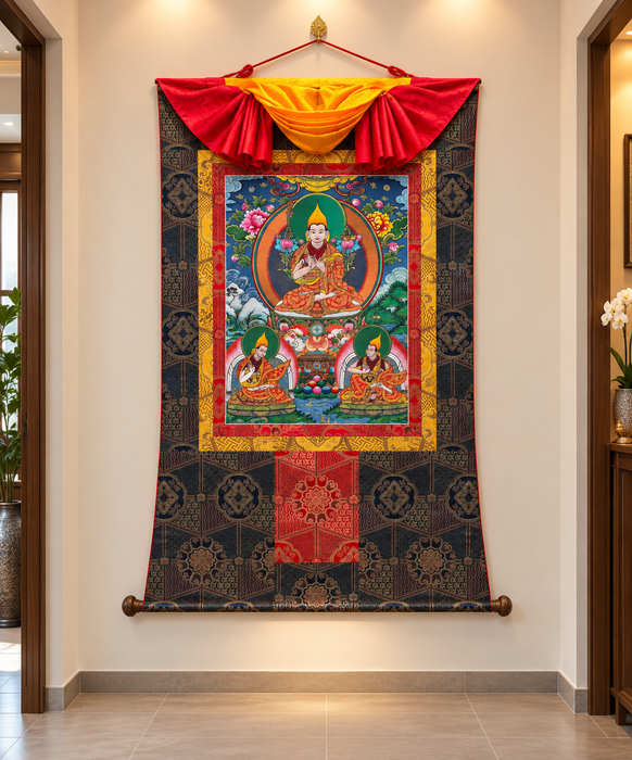 Lama Tsongkapa in seta Tessuta a mano