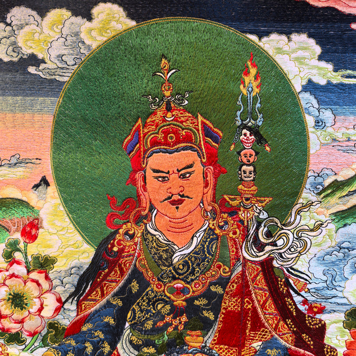 Thangka Guru Padmasambava in Seta Tessuta a mano