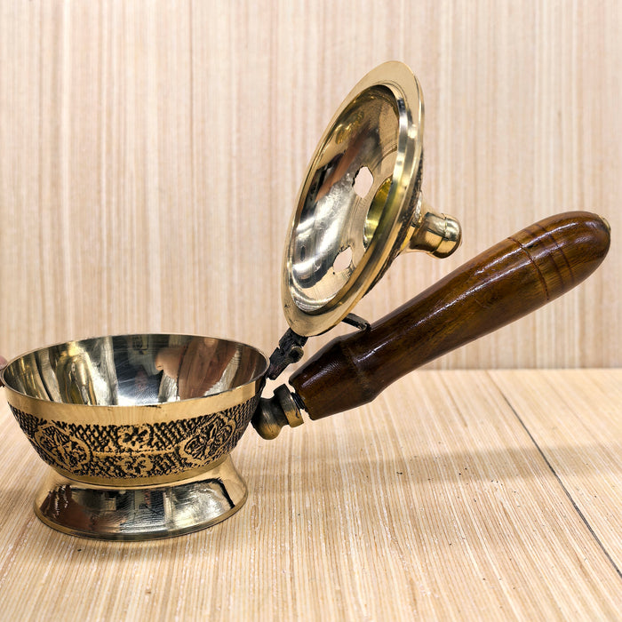 Porta Incenso in Ottone con Manico in Legno – Tibet Shop Milano