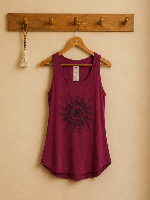 Viscose sun symbol print vest top