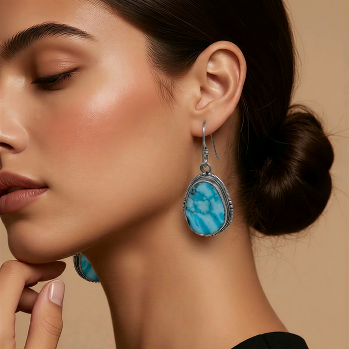 Orecchini Tibetani in argento 925 con turchese
