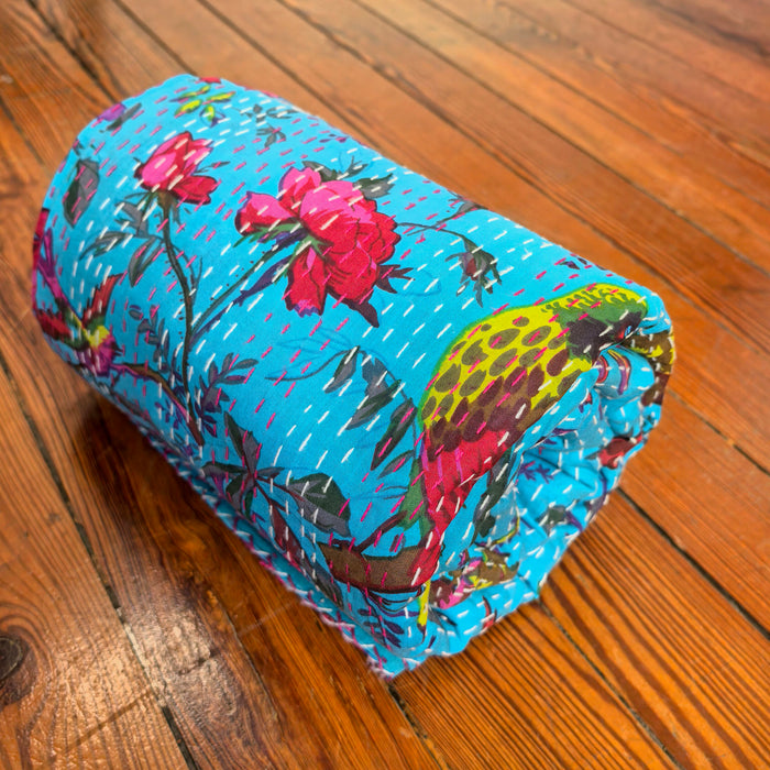 Hand-Embroidered Cotton Bedspread – Double Bed
