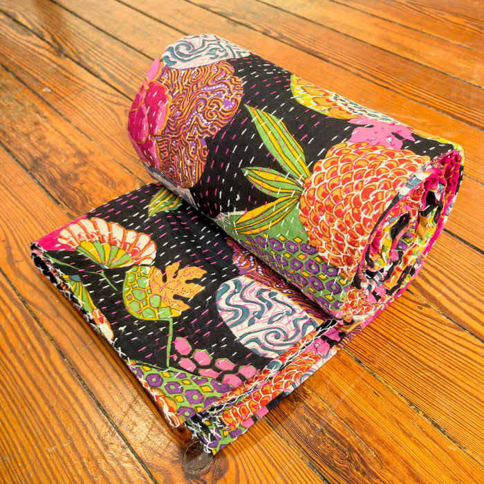 Hand-Embroidered Cotton Bedspread – Double Bed
