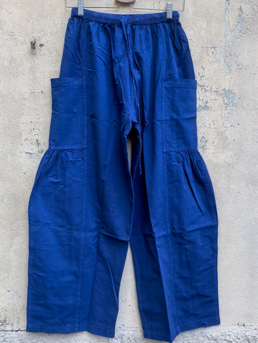 Pantalone a gamba larga con coulisse in vita Blu