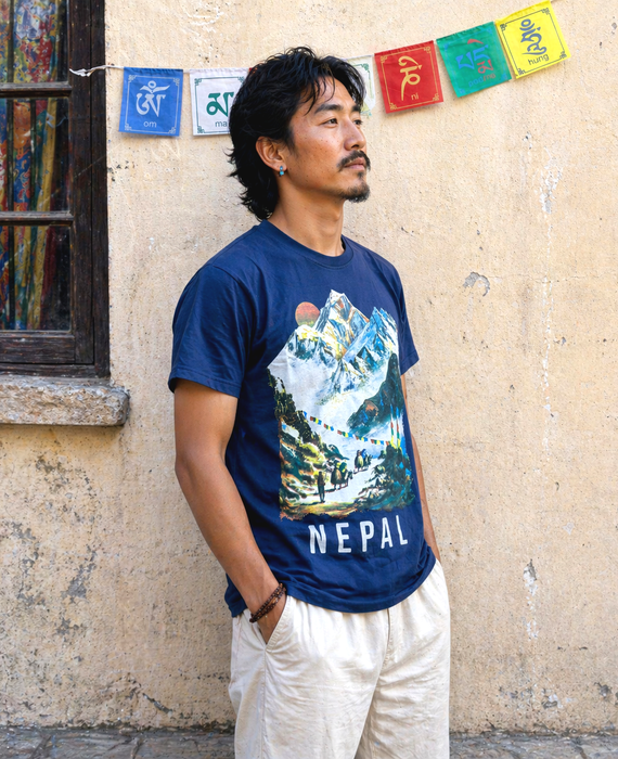 T-shirt Everest Base Camp blu
