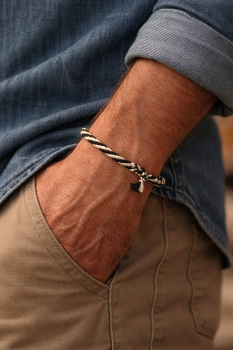 Bracciale Tibetano 9 Occhi di Buddha Nero e Bianco