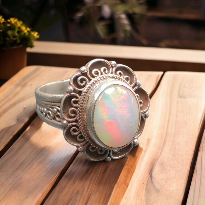 Anello Opale Bianco Tibet shop milano