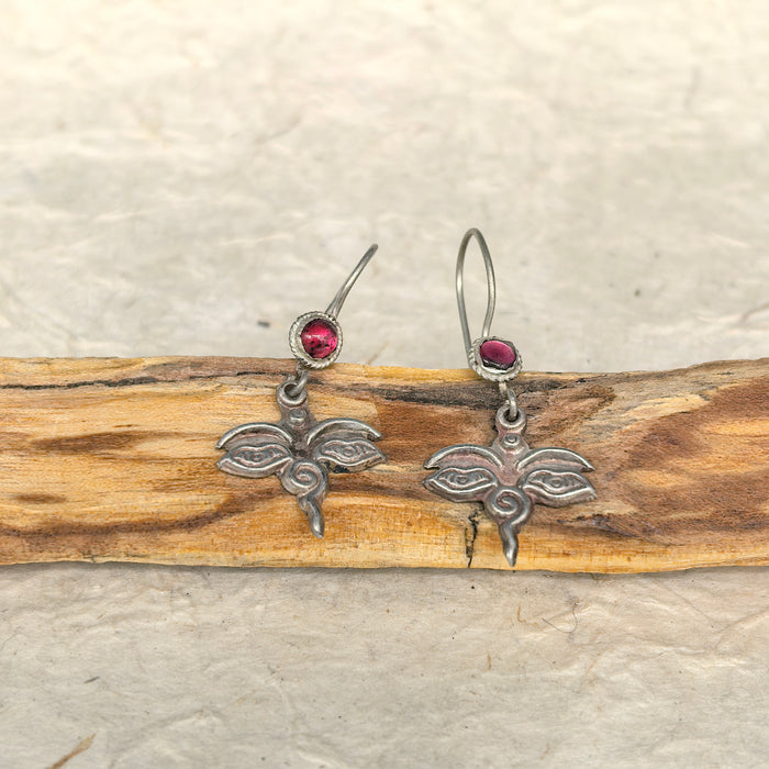 Tibetan Third Eye Silver Earrings