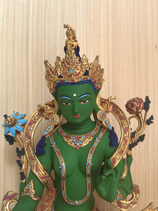 Tara Verde in Bronzo dipinto a mano