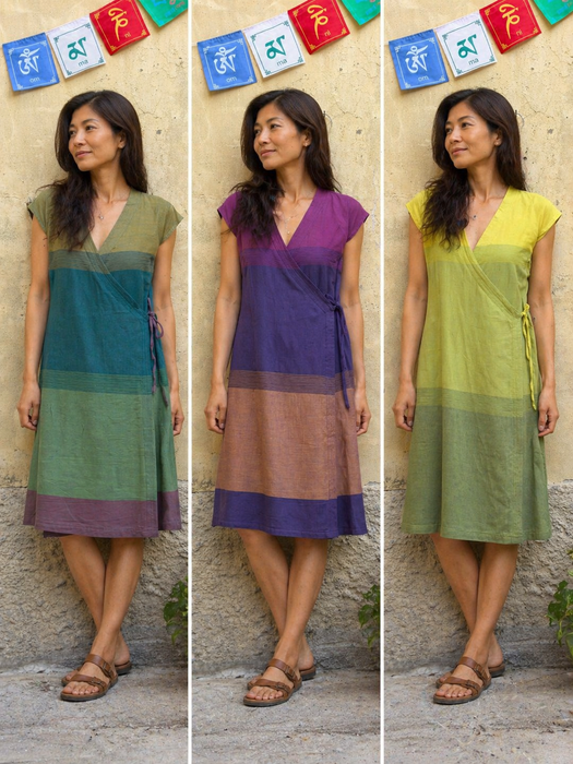 Vestito in cotine avvolgente Kathmandu Hippie  estivo Multicolore