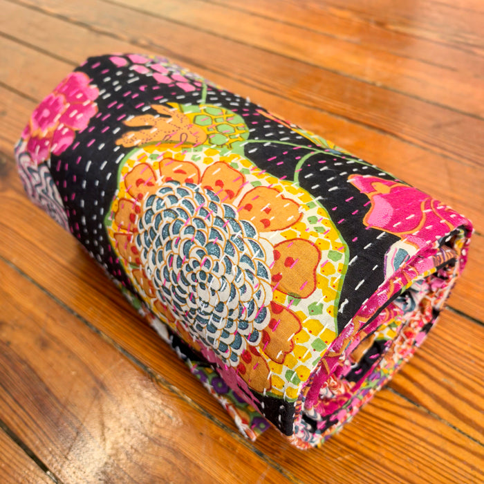 Hand-Embroidered Cotton Bedspread – Double Bed