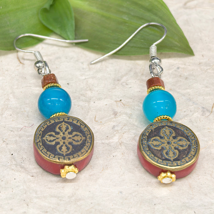 Tibetan Earrings – Double Dorje Symbol