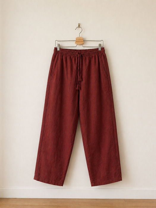 Pantalone classico in cottone bordo