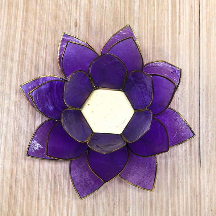 Portacandela Chakra della Corona in Conchiglie Capiz Naturali 14 cm