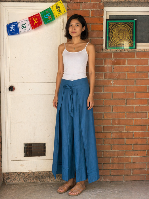 Panta Pareo in Rayon blu petrolio