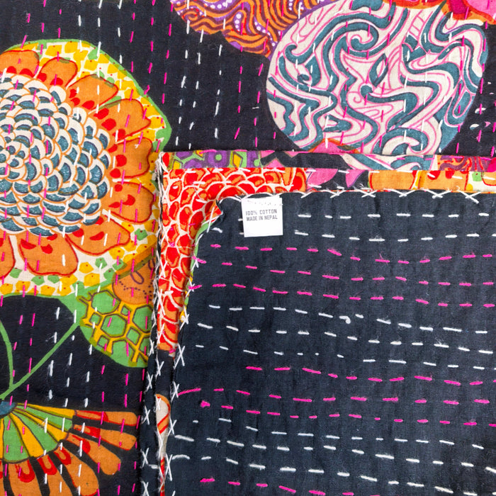 Hand-Embroidered Cotton Bedspread – Double Bed