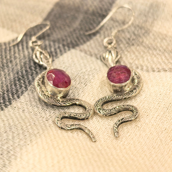 Ruby naga earrings