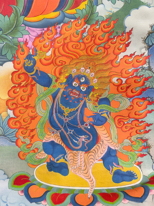 Thangka Rigsun Gonpo: Chenrezig, Manjushri e Vajrapani