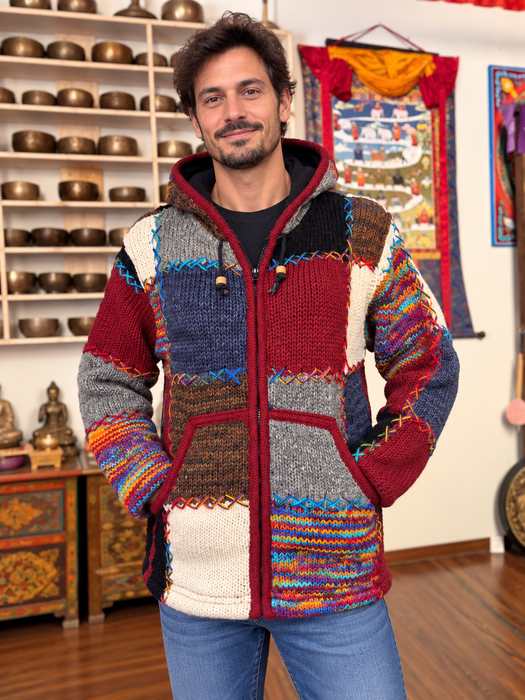 Giubbotto Uomo multi-colori in Lana con Interno in Pile