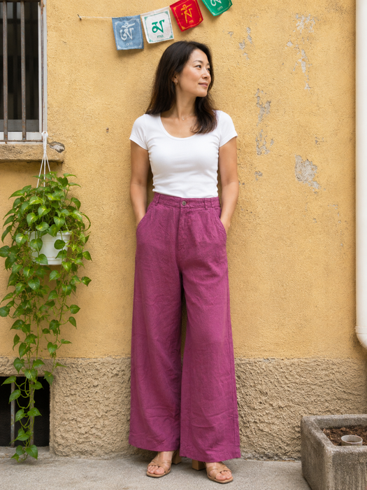 Pantalone chiusura bottone e cerniera frontale, elastico vita