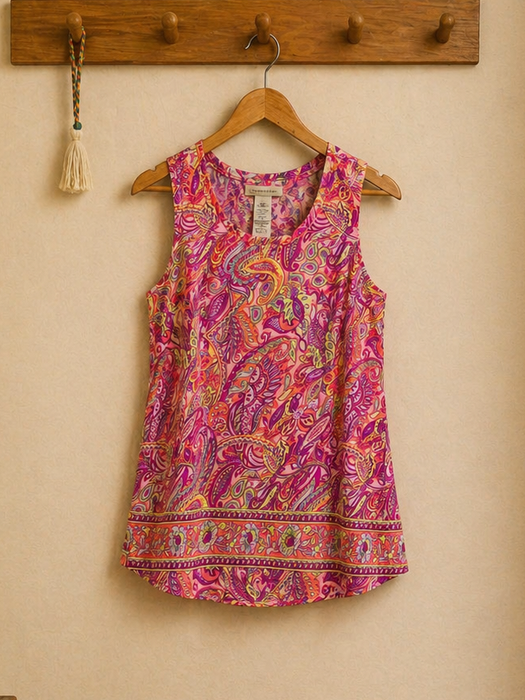Camicia senza maniche a fantasia floreale da donna viscosa fresco