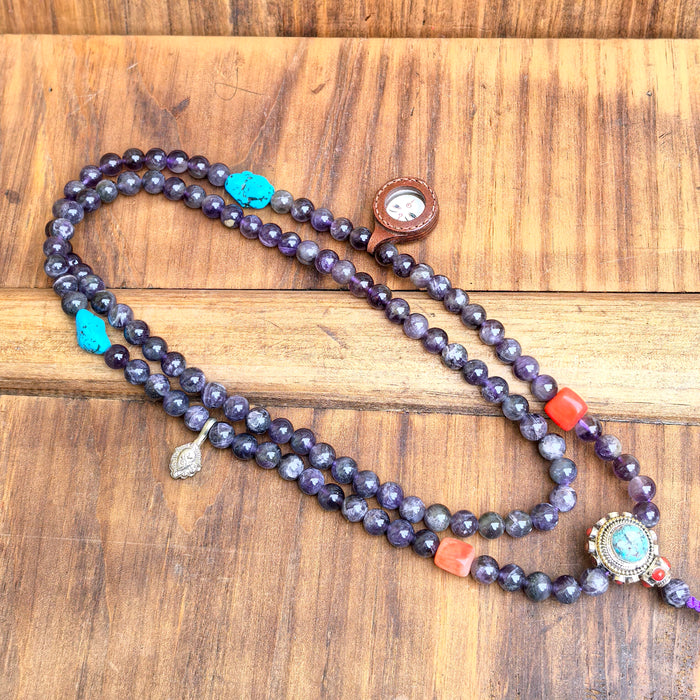 Mala in Amithista con amuleto di Terzo Occhio