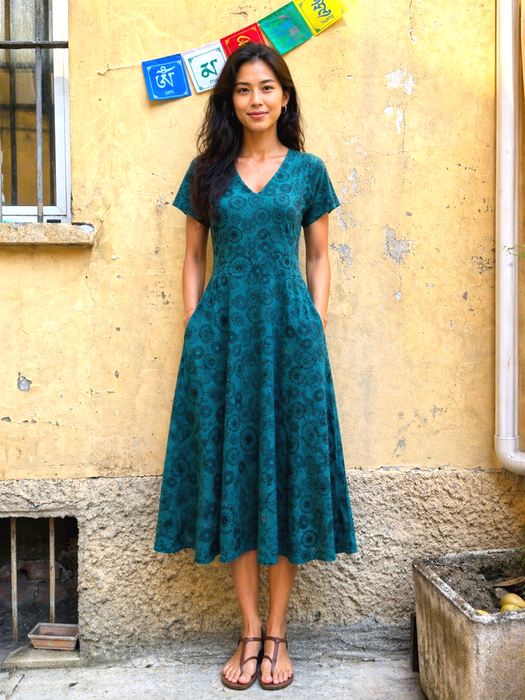 Petrol blue cotton dress